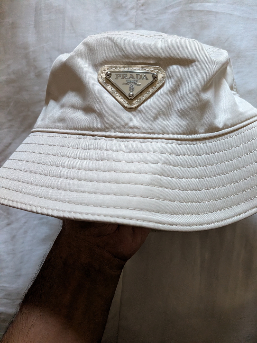 Prada Women's Cream Bucket Hat Soze Medium